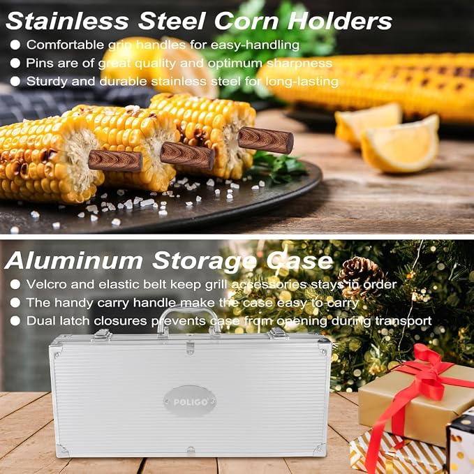 POLIGO 22PCS Heavy Duty BBQ Grill Accessories Set, Non-Slip Grill Tools - Image 8