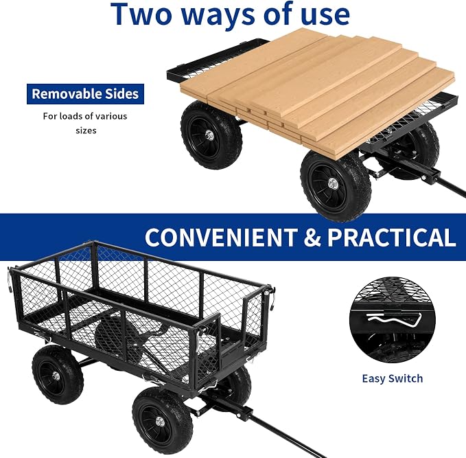 BILT HARD 400 lbs 10" Rubber Tires Steel Garden Cart - Image 4