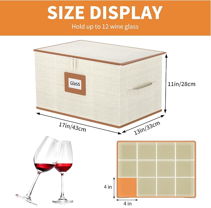 Aokeyee China Storage Containers Hard Shell 8 Piece, Wine Glass, Plate Storage - Image 7