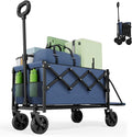 Collapsible Wagon with Tailgate, Wagons Carts Foldable with 350lbs Capacity by Canpsky