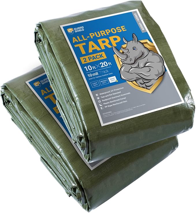GUARD SHIELD Tarps Heavy Duty Waterproof 10x20 Feet Green Poly Tarp Cover by GUARDSHIELD
