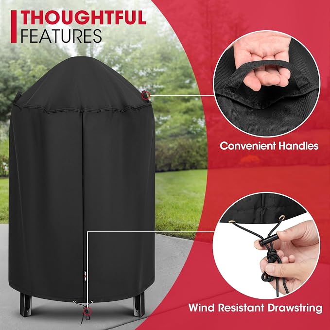 Unicook Round Smoker Cover 30 Inch, Heavy Duty Waterproof Charcoal Kettle BBQ - Image 5