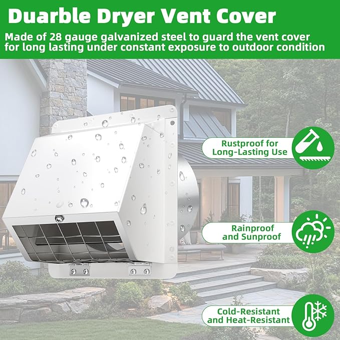 6 inch wall vent Cover Dryer Vent Cover Outside Exhaust Vent Cover Cap - Image 5