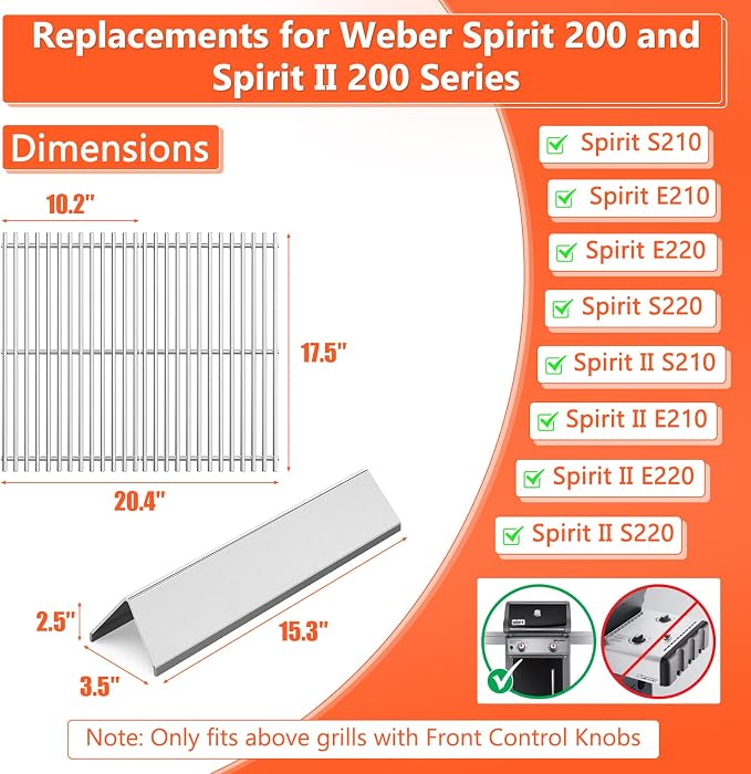 7635 7637 Grill Parts for Weber Spirit E210, Spirit 200 & GS4 Spirit II E210 - Image 2