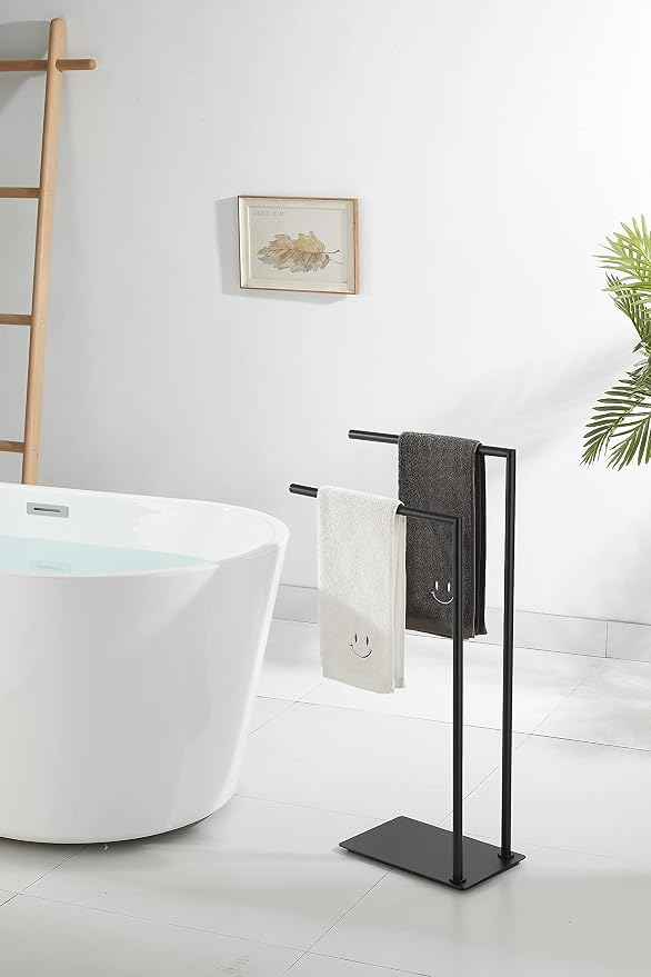 Stand Towel Rack for Bathroom Free Standing Double Towel Holders on Floor Bath - Image 2