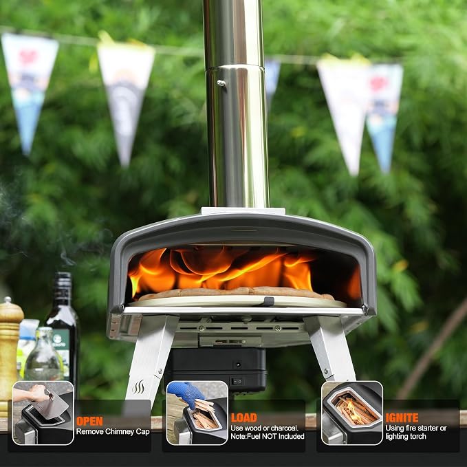 Mimiuo Outdoor Pizza Oven 12“ Wood Charcoal Fired Pizza Oven - Image 7