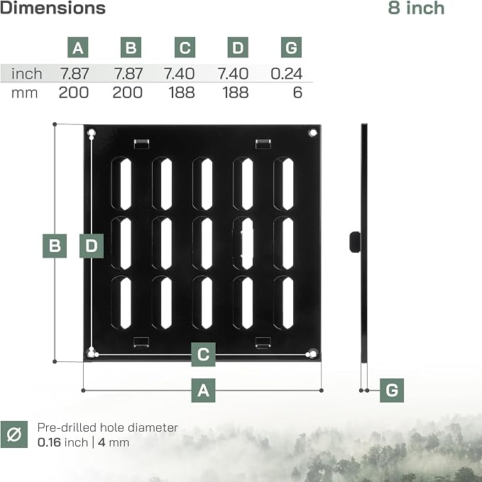 Vent Systems 8" x 8" Inch Metal Air Vent Grille - Image 2