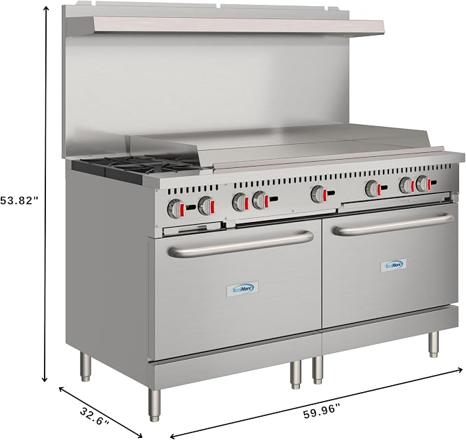 KoolMore 60 in. Double Oven Commercial Cooking Range - Image 2