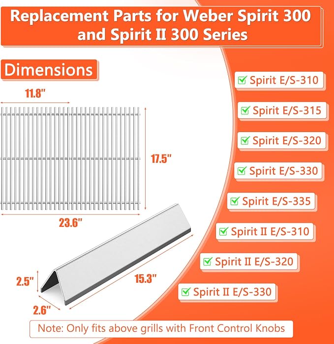Spirit Grill Replacement Parts for Weber Spirit, 17.5" Grill Grates 15.3" - Image 2