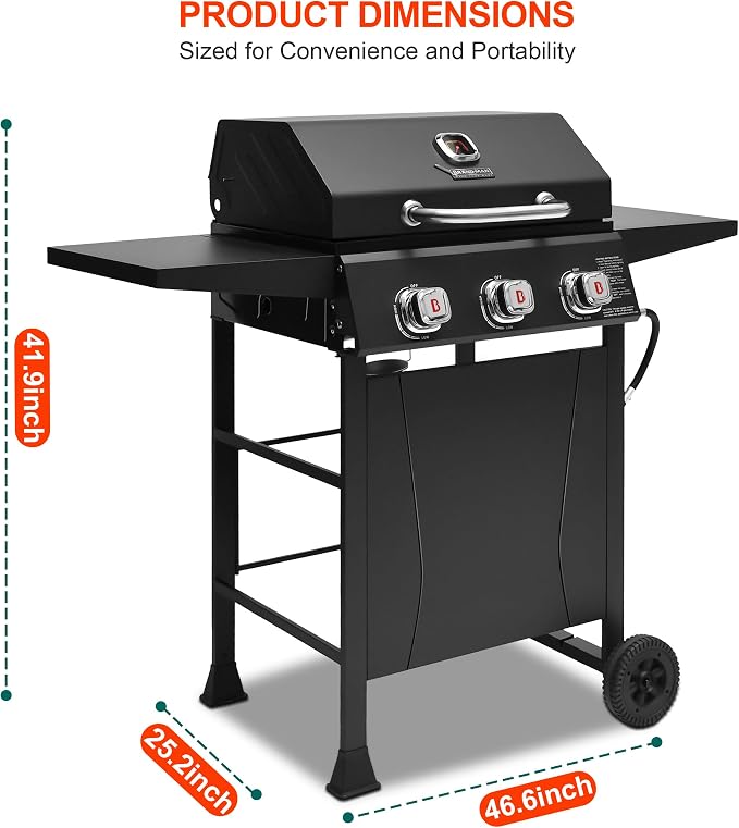 Brand-Man 3-Burner Propane Gas Grill, 000 BTU BBQ Grill - Image 7