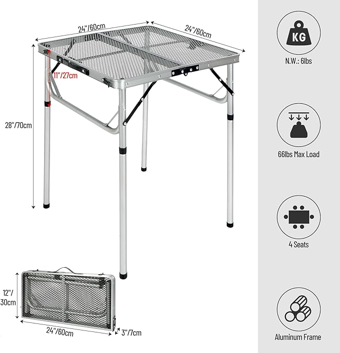 REDCAMP 24" Square Folding Grill Table - Image 3