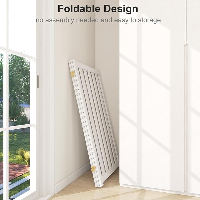 36" Height Extra Tall Freestanding Pet Gate, Solid Wood Folding Safety Fence - Image 6