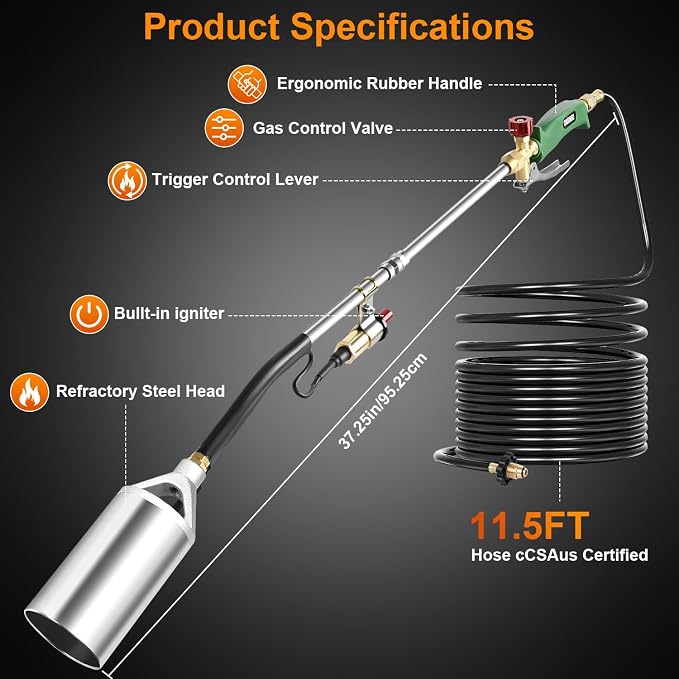 Sondiko Powerful Weed Burner, Propane Torch High Output Weed Torch - Image 4