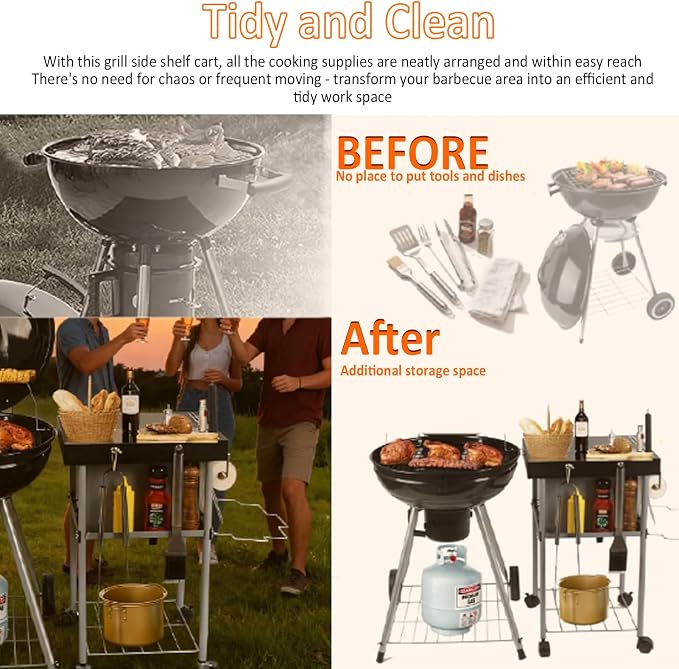 Grill Cart Table Accessories Outdoor Grilling Side Tables - Image 6