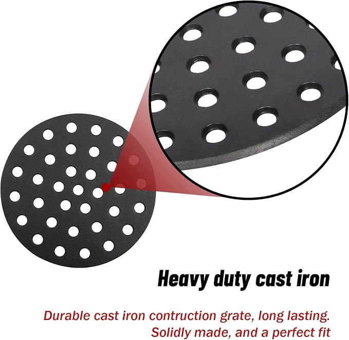 Dracarys 10.5 inch Cast Iron Charcoal Grate, BBQ High Heat Charcoal Plate Fit - Image 4