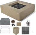 Elementi+ | Bundle Uluru Gas Fire Pit Cast Concrete 40" Square Fire Table by AMSFireplaceInc