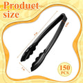Serving Tongs - 150 Pack Black Plastic, 9 Inch Disposable