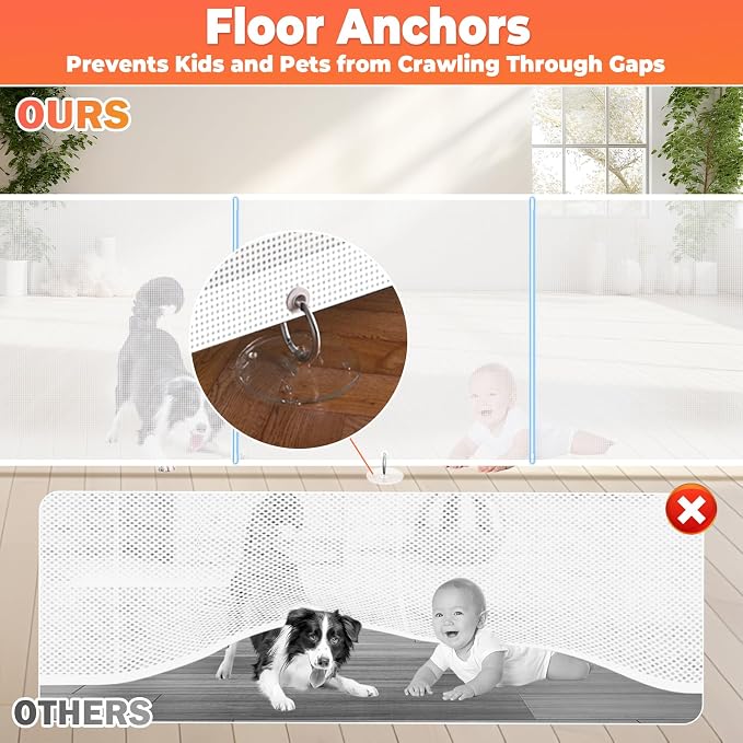 120" Extra Wide Retractable Baby Gates Dog Gate, Long Mesh Gate Pet Gate - Image 6