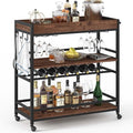 BON AUGURE Bar Cart for The Home, Rolling Home Bar Serving Cart on Wheels by BONAUGURE