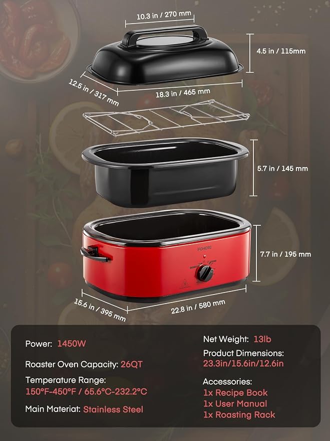 FOHERE 26QT Electric Roaster Oven - Image 8