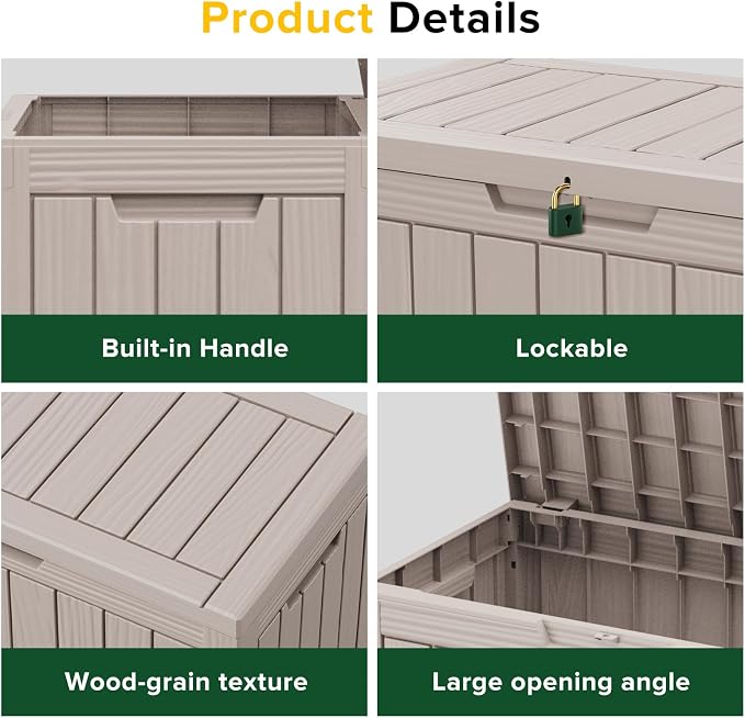 45 Gallon Large Deck Box, Resin Outdoor Storage Box - Image 3