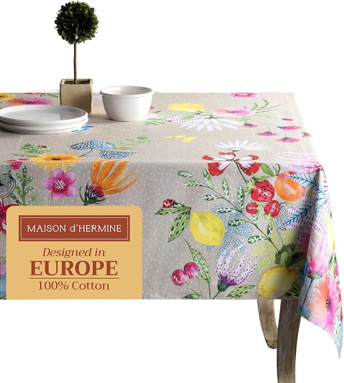 Maison d' Hermine Table Cloth Rectangle Table 100% Cotton 70 x 90 Inches by MaisondHermine