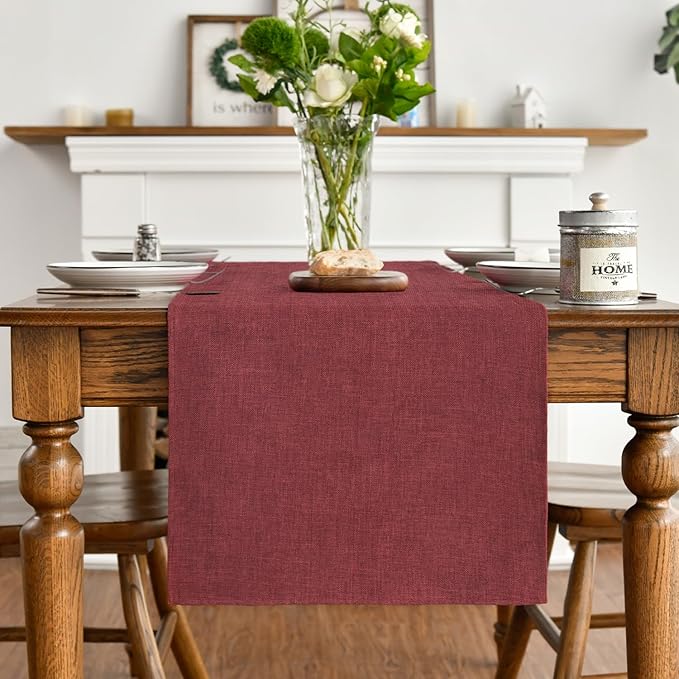 Artoid Mode Dark Red Table Runner, Seasonal Christmas Valentine's Washable - Image 3