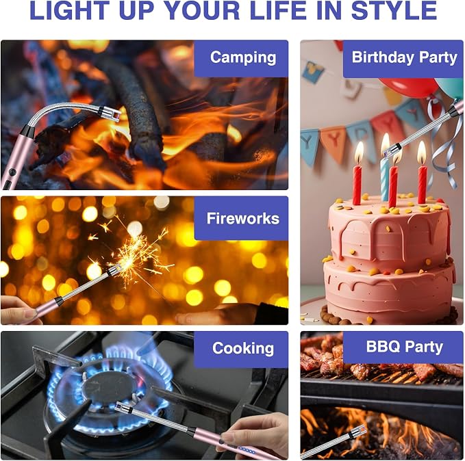 2 PCS Candle Lighter, Electric Lighter Arc Windproof Flameless - Image 2