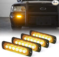Xprite 4PCS LED Emergency Strobe Lights, Amber 6-LED Surface Mount Flashing by Xprite