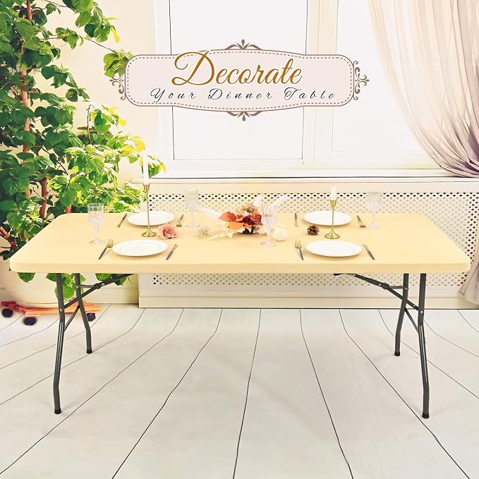 6 Pack Stretch Fabric Table Top Cap Cover, Washable Elastic Universal Rectangle - Image 5