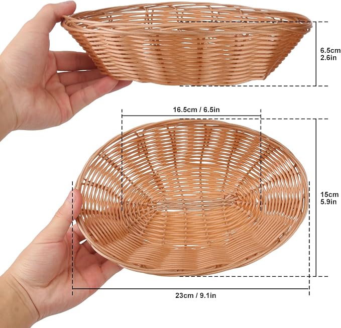 23 Pack 9 Inches Oval Wicker Bread Basket, Woven Serving Basket, Wicker Fruit - Image 2