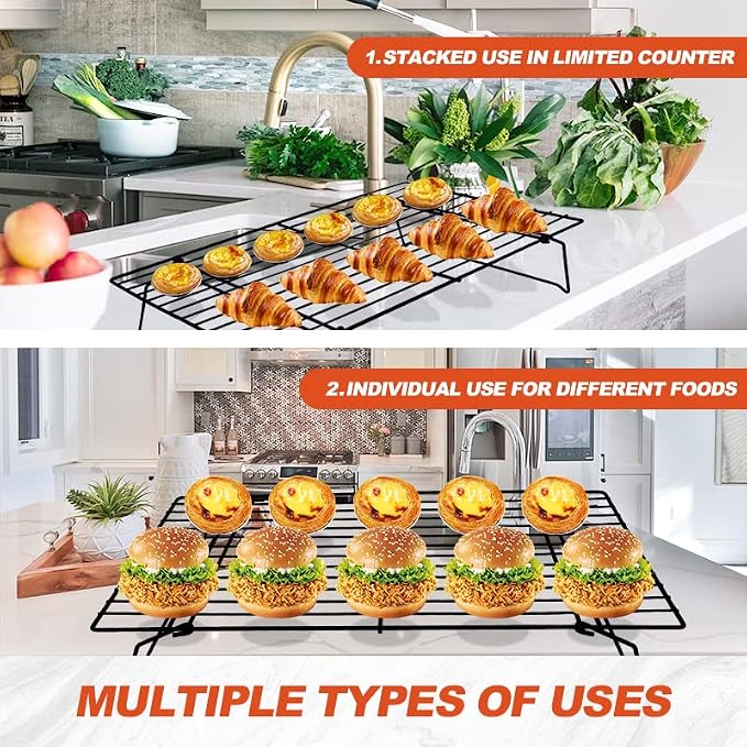 3-Tier Stackable Cooling Racks, Stainless Steel Wire Rack Baking Rack Oven Rack - Image 5