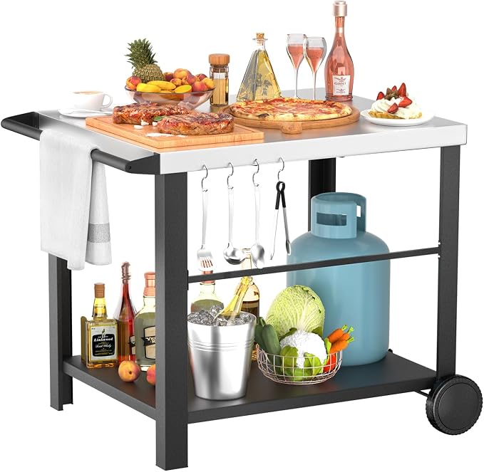 34" x 24" Movable Stainless Steel Flattop Grill Cart by Uniflasy