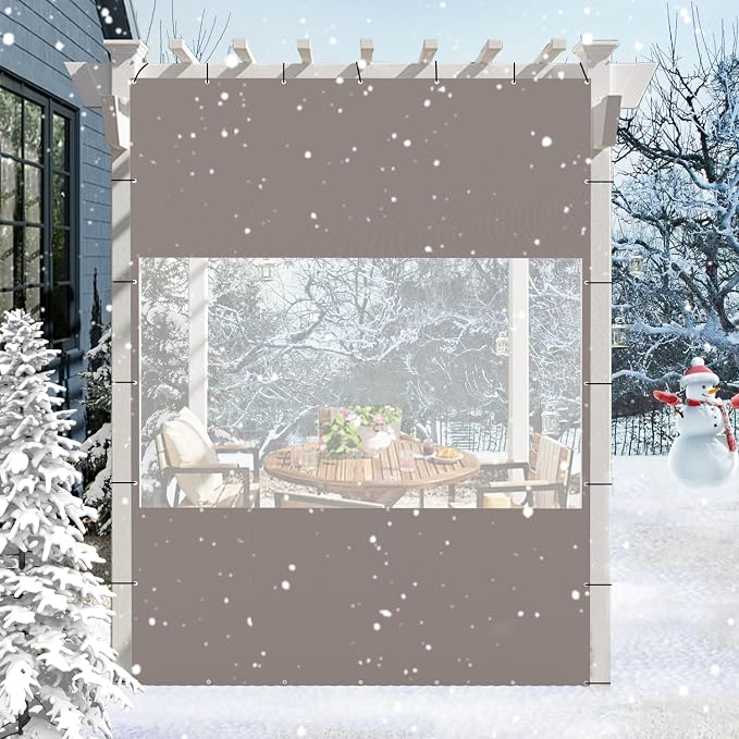 Domi Heavy Duty Outdoor Clear Panel Curtain, 18 oz Waterproof PVC Polyester by domioutdoorliving