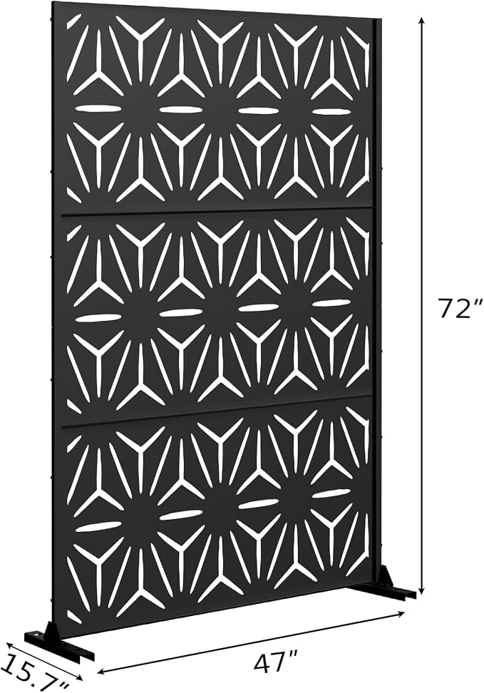 Metal Privacy Screen Outdoor 72" H×47" W, Freestanding Decorative Privacy Screen - Image 5