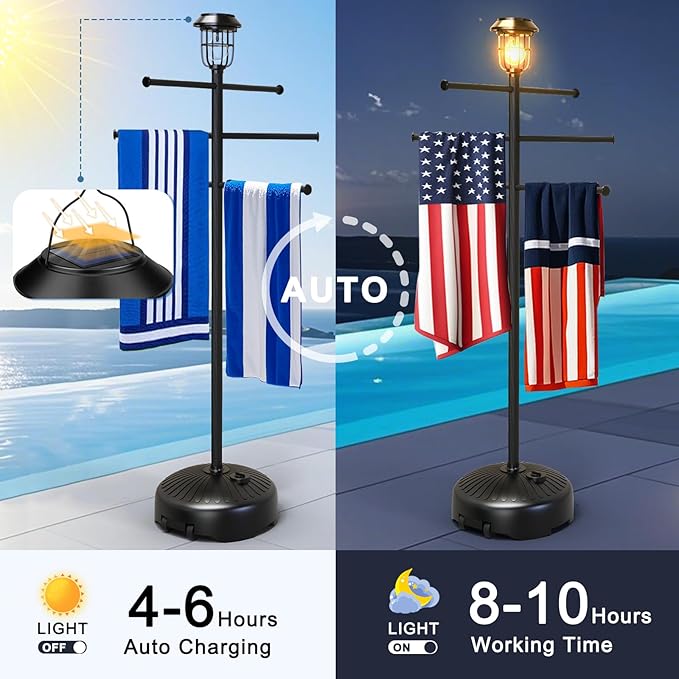 Solar Light Pool Towel Rack - Image 3