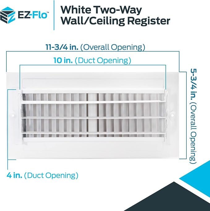 EZ-FLO 10 x 4 Inch White Air Vent Cover - Image 6