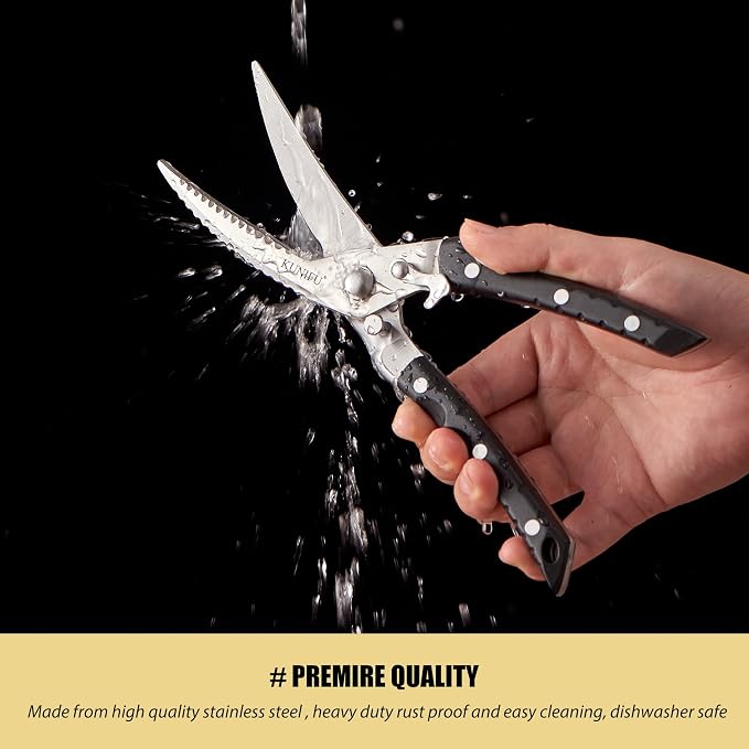 KUNIFU Poultry Shears, All Purpose Heavy Duty Kitchen Scissors - Image 9