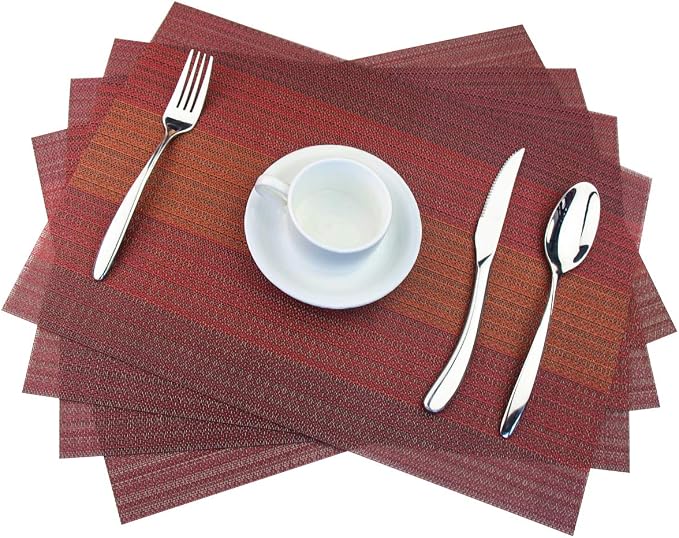 Vinyl Placemats, Washable Table Mats Easy to Clean Woven Placemats - Image 3