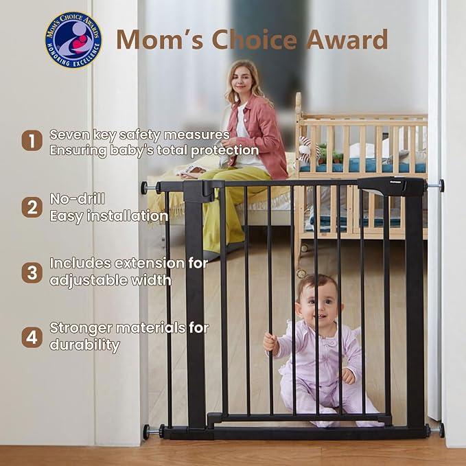 Mumeasy 29.6-46" Baby Gate for Stairs, Pressure Mounted Dog Gate for Doorways - Image 2