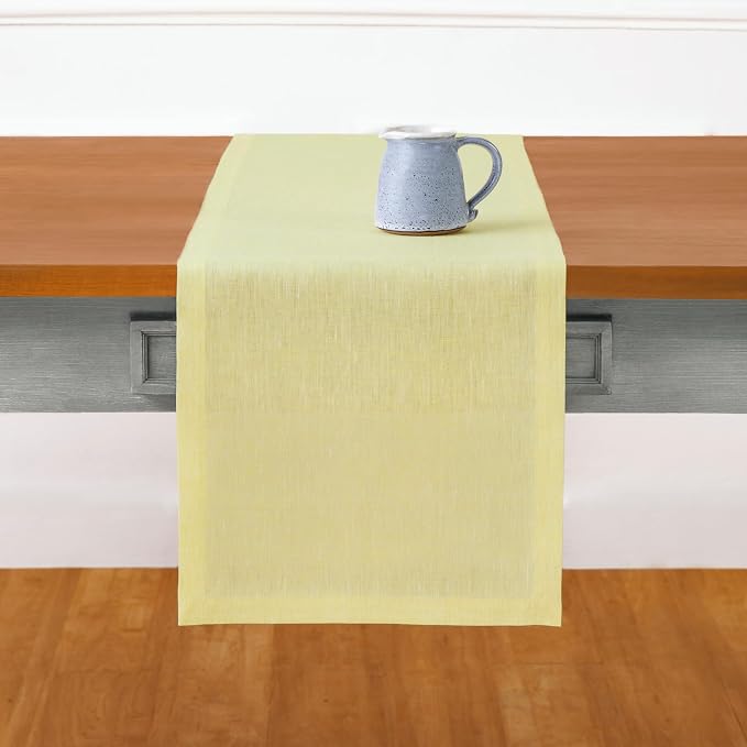 Solino Home Linen Chambray Yellow Table Runner 90 Inches Long - Image 2