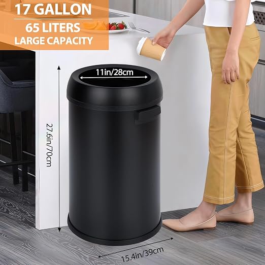 GarveeHome 17 gal/65 L Open Top Trash Can, Stainless Steel Rubbish Bin - Image 5
