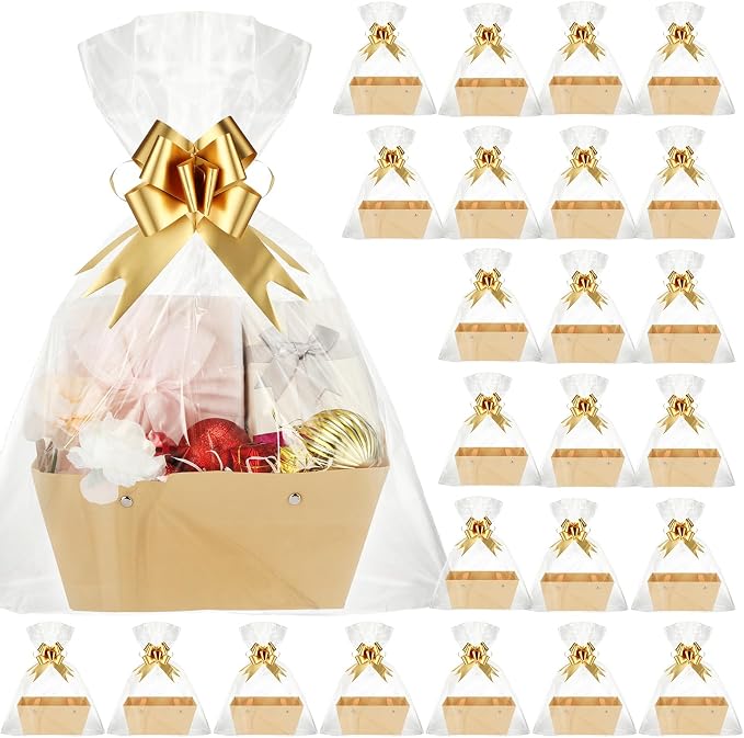 PerKoop 24 Pack Baskets for Gifts Empty Bulk 6.5 x 9.8'' Thick Kraft Gift Basket by PerKoop