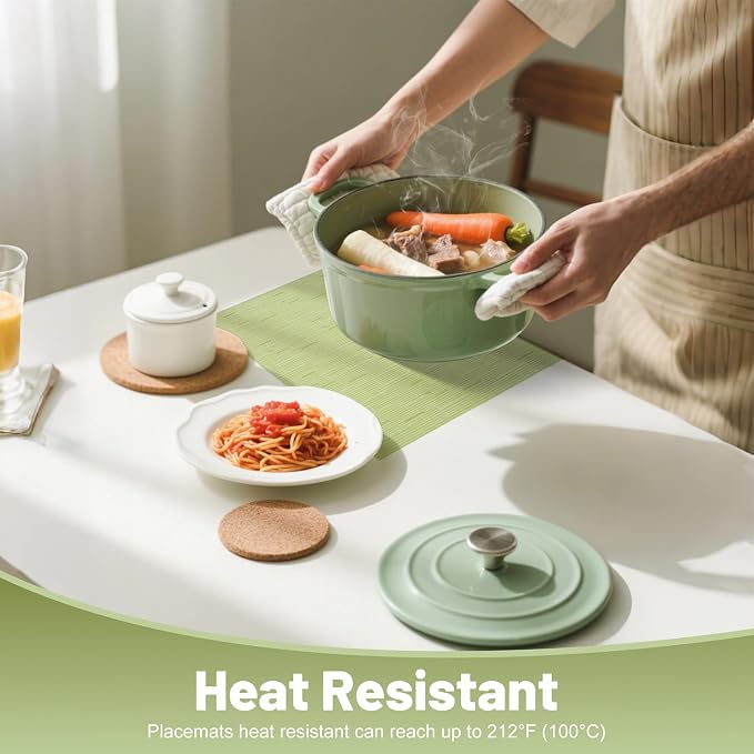 Placemats Set of 8，Christmas Non-Slip PVC Weave Table Mats Easy to Clean，Heat - Image 4