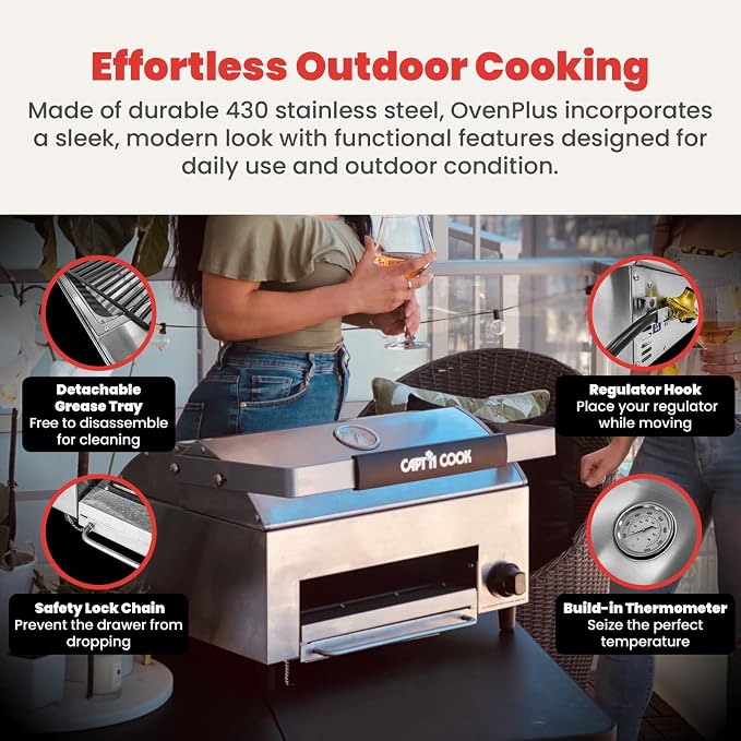 CAPT'N COOK OvenPlus Pizza Oven Outdoor Gas Pizza Oven, Portable Propane Pizza - Image 7