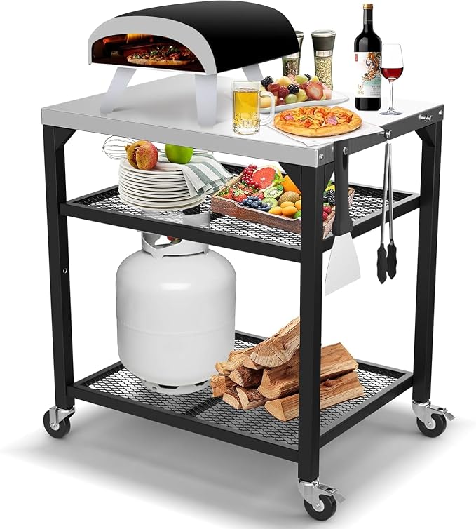 Pizza Oven Table for Ooni, Outdoor Grill Table for Ooni Pizza Oven Accessories by Uniflasy