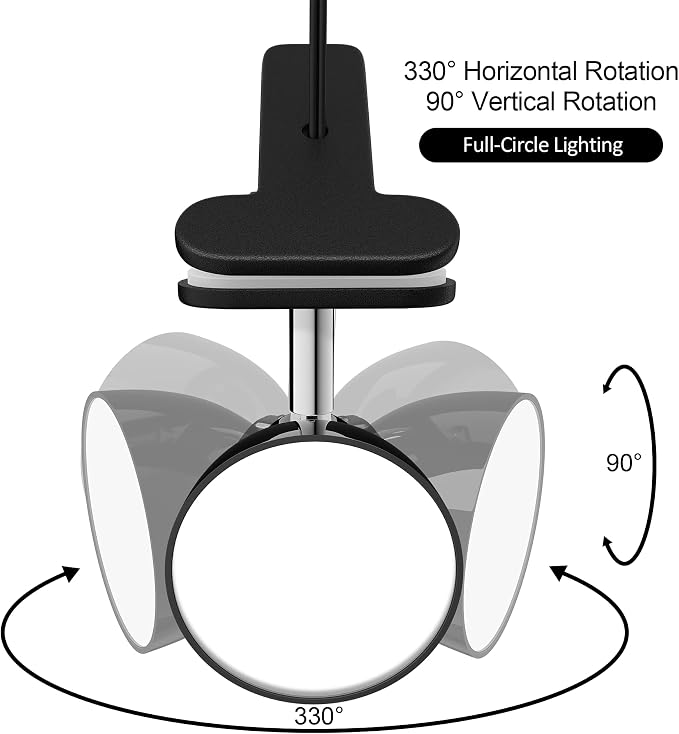 deeloop Clip on Light 5W Ultra Bright 330° Rotation Book Reading Clip on Lamp - Image 3