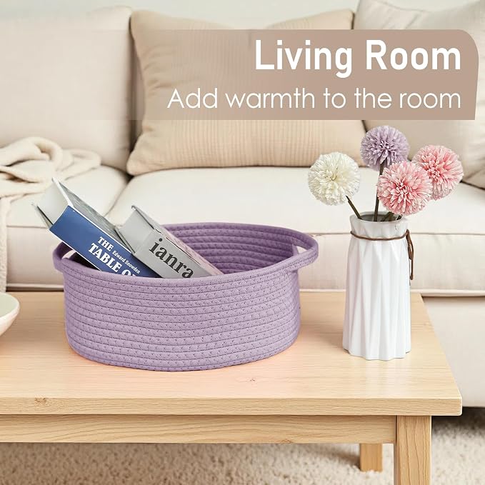 Woven Basket, Small Rope Storage Bin - Image 7