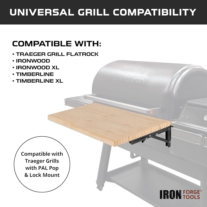 Iron Forge Tools 24x12 Wood Folding Grill Shelf Accessory - Image 3