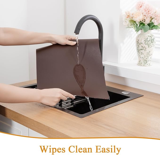 SHACOS Placemats Set of 6 Faux Leather Waterproof Leakproof Wipeable PU - Image 6